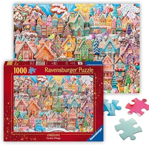 Ravensburger Christmas Cookie Village 1000 Piece Jigsaw Puzzle for Adults - 12001267 - Handcrafted Tooling, Made in Germany, Every Piece Fits Together Perfectly