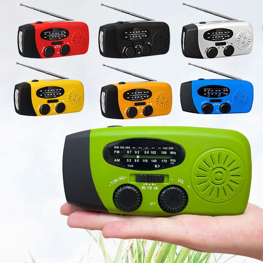 Radio d'urgence portable AM/FM avec manivelle solaire, chargeur USB, alarme SOS et lampe LED rouge
