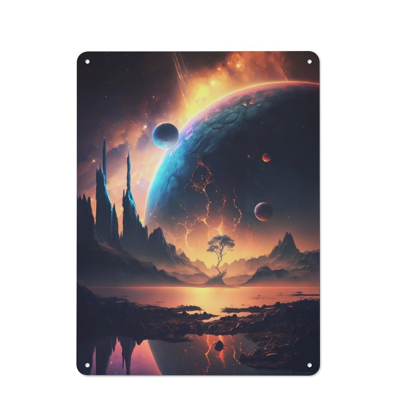 Junmoney Cosmic Lake Reflections Metal Sign 40X30cm With For Home Bar Wall, Rustic Decor, For Collectors Decorating Home Bars And Entertaining Spaces