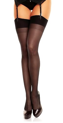 GLAMORY Perfect 20 Strapsstrümpfe - L Große Größen - Schwarz