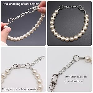 0.55 inch Big Pearl Dog Collar,Suit for Medium Large Dog,Occasions and Garden Party,Strong Stainless Steel Wire Rope,Elegant Exquisite Adjustable Dog Pearl Necklace