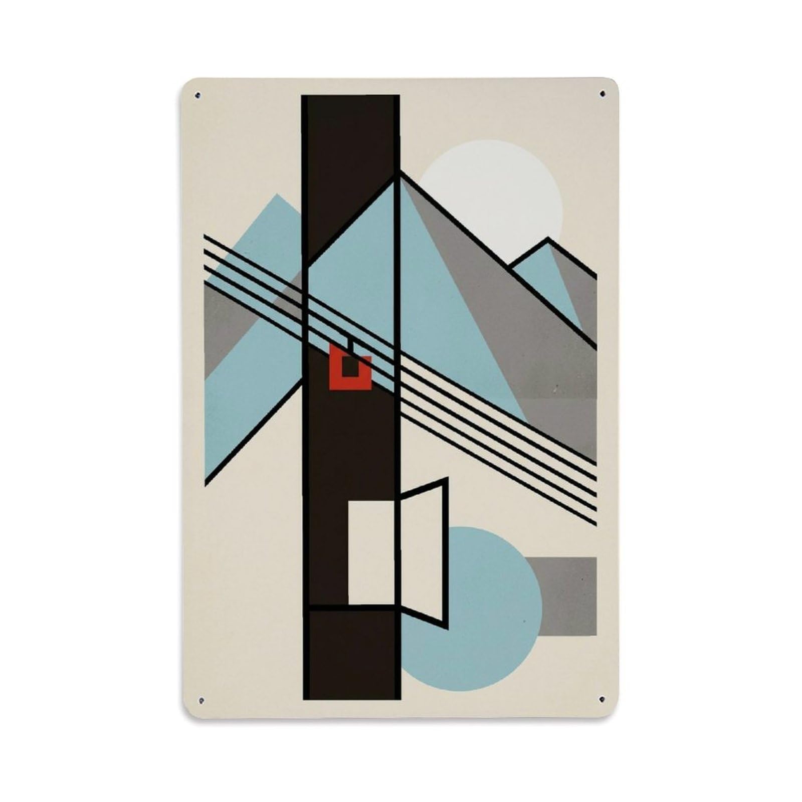 Peak Color Geometry Cable Car Cabin Cream Background Metal Tin Sign Plaque Wall Decor for Cafe, Man Cave, Club Bar, Office, Home Garden Round Metal Poster 8x12Inch