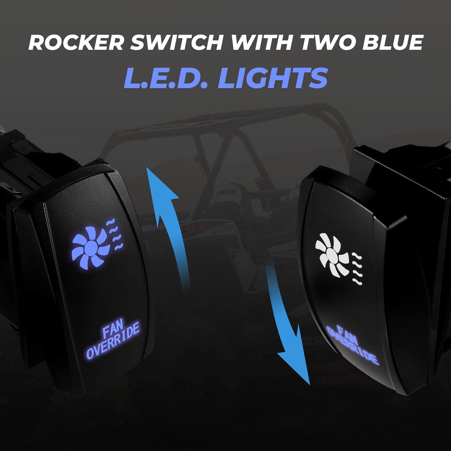KEMIMOTO Upgraded Fan Override Switch Kit with Relay, LED Rocker Switch, Heat-Resistant Wiring for Engine Cooling, Compatible with Polaris RZR, Ranger, Can-Am X3, Maverick, Defender