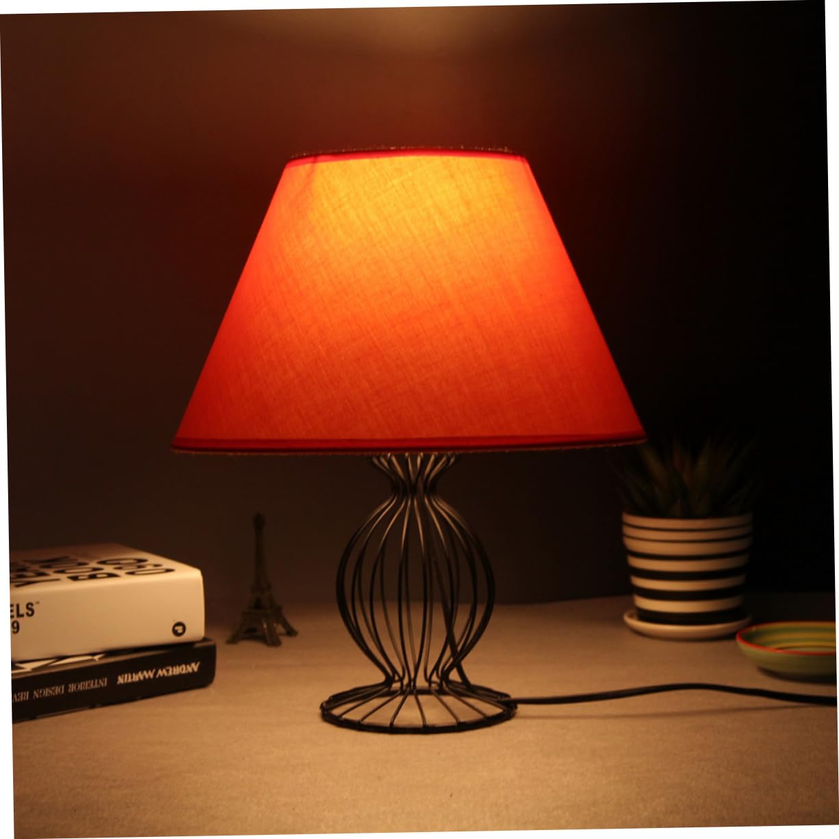CLISPEED Abat Jour Tissu Orange pour Lampe de Table Style Simple et Élégant Compatible avec Lampes de Bureau et Appliques Murales Ajout Vintage à Votre Intérieur
