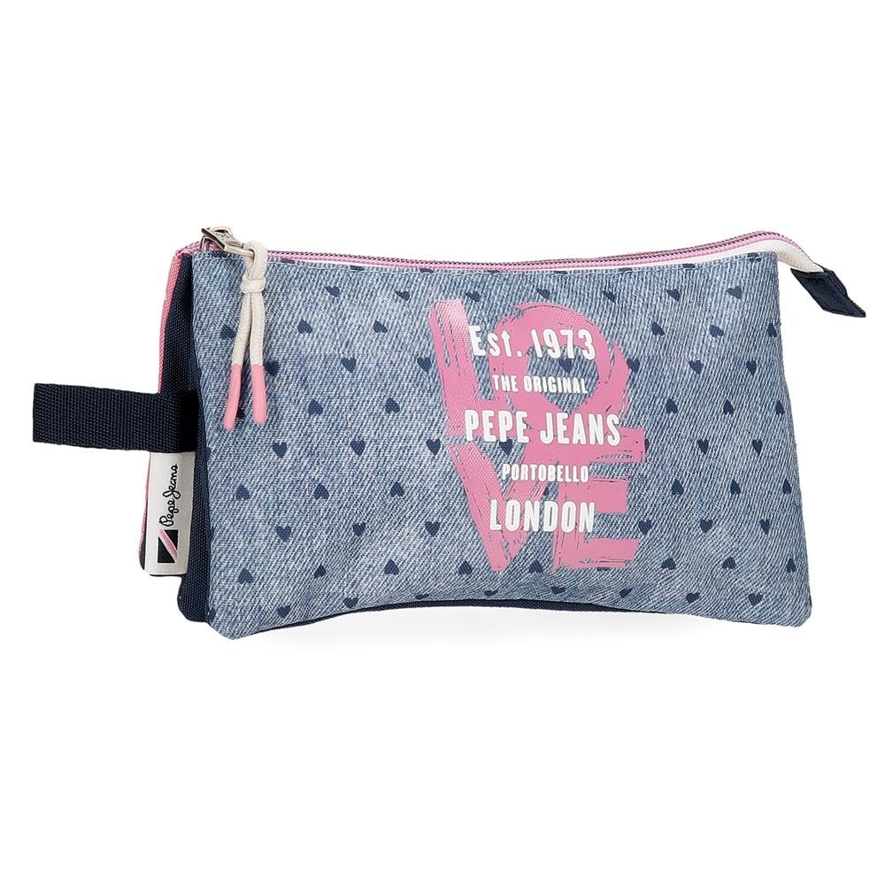 Pepe Jeans Noni Denim Estuche Triple Multicolor 22x12x5 cms Poliéster by Joumma Bags by Joumma Bags