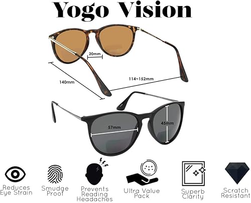 Miniatura 3 de Yogo Vision Gafas de sol bifocales para hombres y mujeres, paquete de 2 lentes de lectura con protección UV400, unisex, para lectores solares,