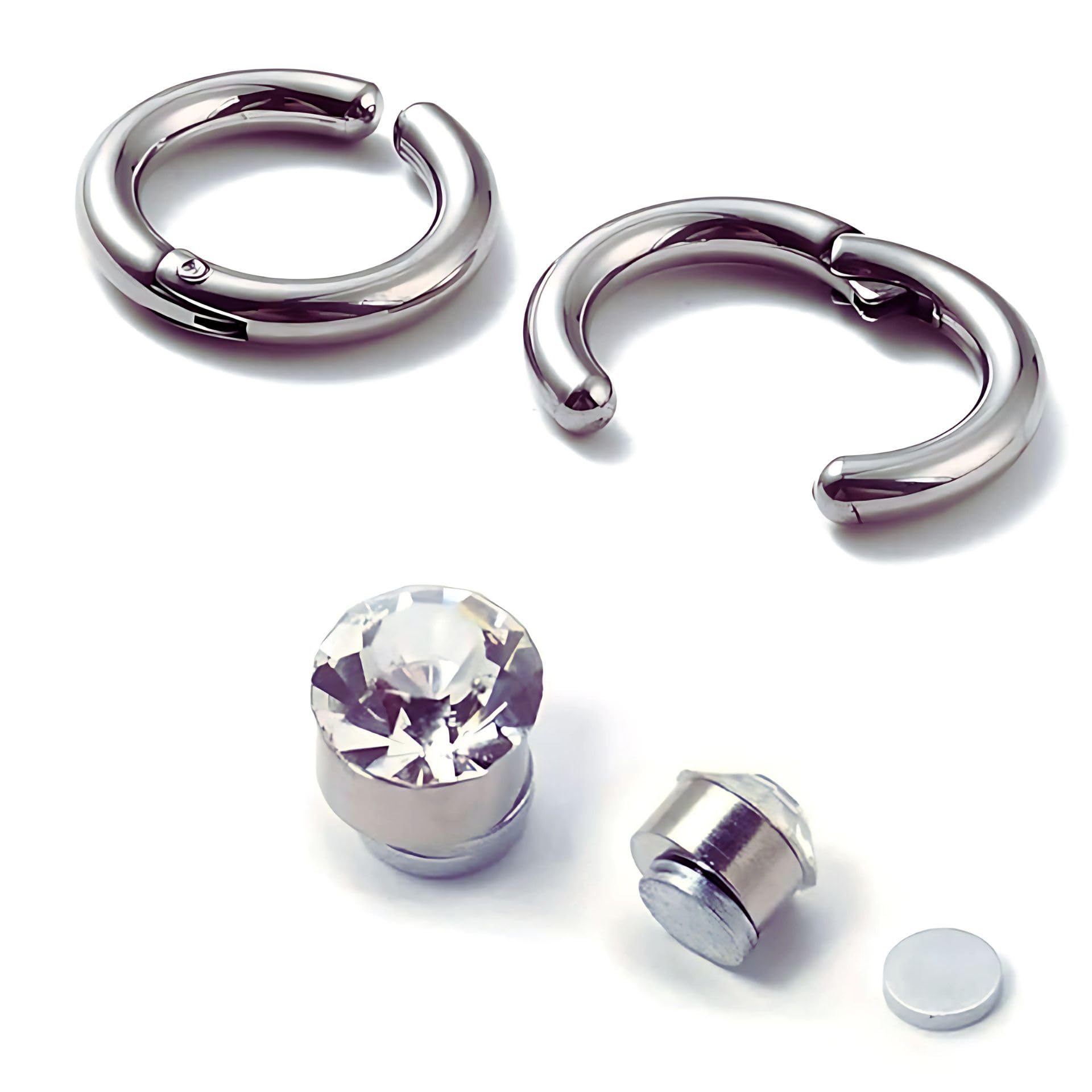 Via Mazzini No-Tarnish No-Rusting Clip-On 6mm Magnetic Stud And 15mm Hoops Combo For Non-Pierced Ears For Men And Women (ER2181) 2 Pairs (B0C37KCMT5) Amazon Price History, Amazon Price Tracker