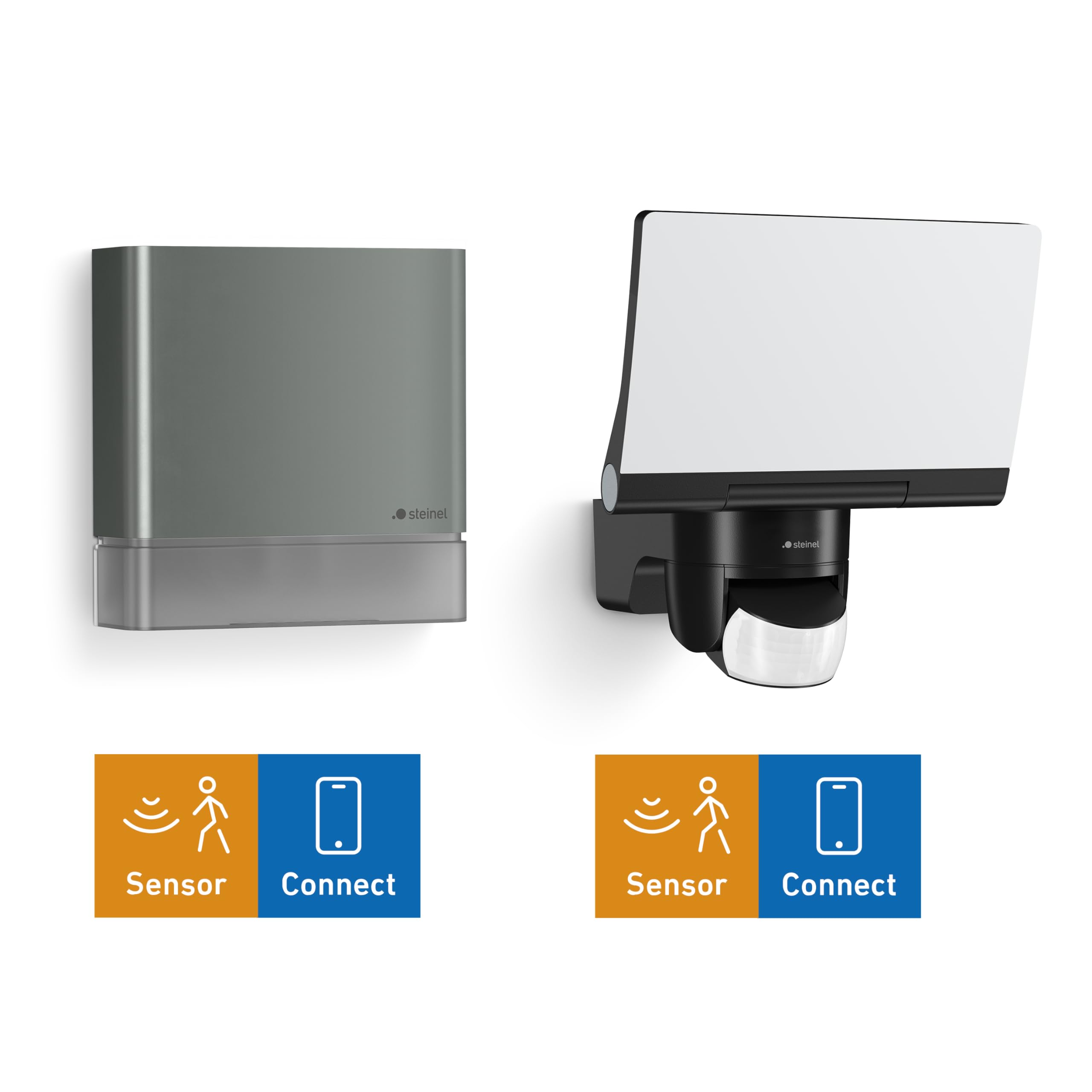 Steinel Bundle Bewegungsmelder is 180 Digi Anthrazit + LED-Strahler XLED Home 2 SC Schwarz, smarte Bluetooth Vernetzung und Steuerung per App