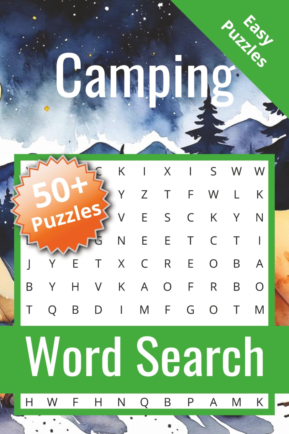 Camping Word Search Puzzle Book: Word Search for camping | Botton Tile | 6x9 inches, 110 pages | 50+ Puzzles | Solutions Included