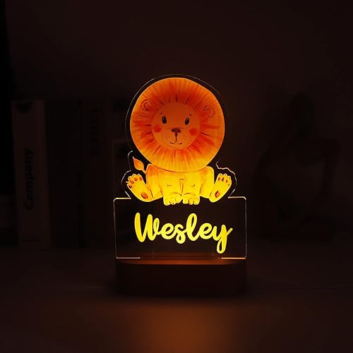 Miniatura 4 de Luz nocturna de león personalizada  Lámpara de noche de león  Luces para niños  Dormitorios infantiles  Decoración de guardería de león