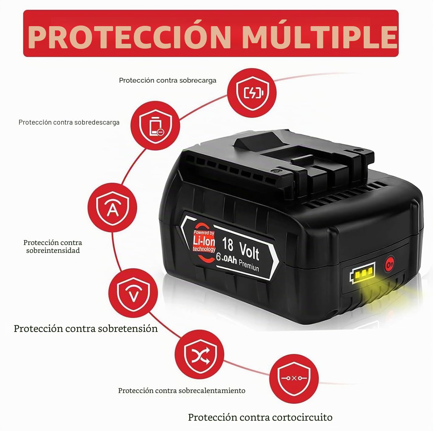 Batería de Repuesto para batería Bosch de 18 V, 6,0 Ah, 6000 mAh, 2 Unidades, Compatible con BAT618 BAT618G BAT609G BAT619 BAT619G BAT610G BAT610 con LED (baterías de Herramientas de 18 V)
