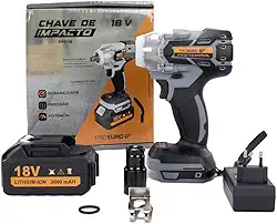 Chave Impacto Brushless Bateria 18V Torque 300Nm 2400Rpm Portátil Alta Performance - Pró Euro