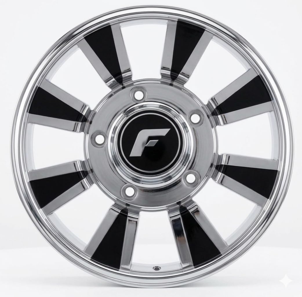 PANEWAJ Luxury 15-Inch Hubcaps Compatible for Bolero | Unique Spiral Blade Design | Weather-Resistant Alloy Look Wheel Caps | Steel Wheel Cover | Black/Silver MS Material (Chrome Metal Wheel 15" Inch)