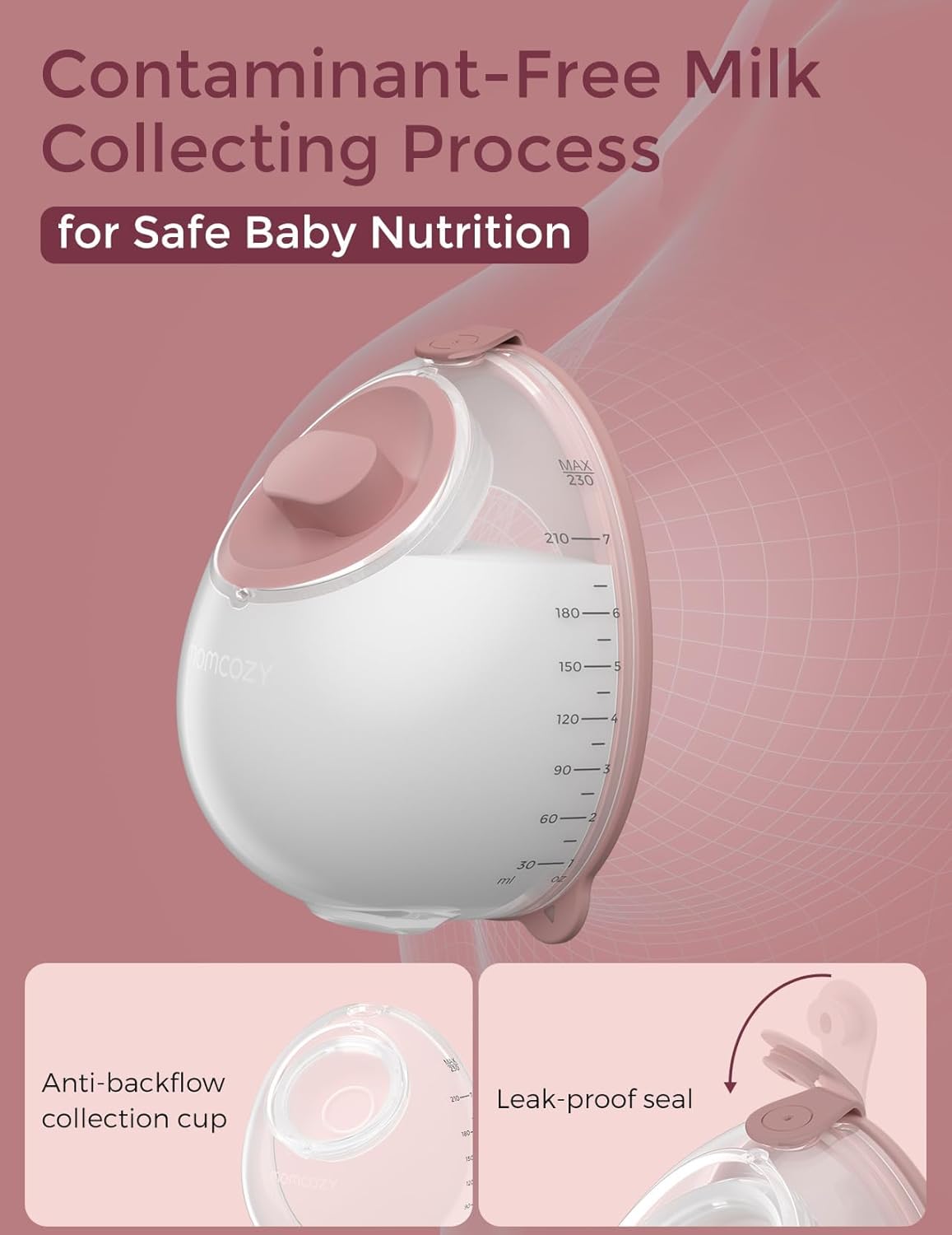 Momcozy Breast Pump V1 Pro Hospital-Grade, Hands-Free & Portable Wearable Pump, Upgraded Electric Pump with 3 Fine-Tuned Rhythms|15 Levels, Come with Leak-Proof DoubleFit Flange, Cozy Red. - Image 4