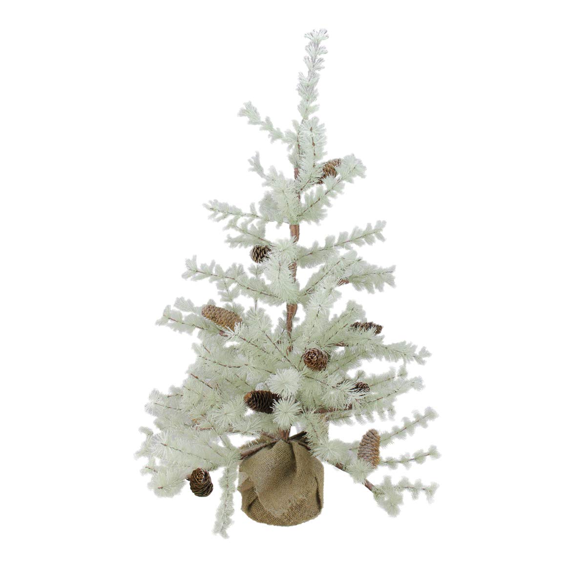 3' Green Frosted Green Pine Artificial Christmas Tree with Burlap Base - Unlit