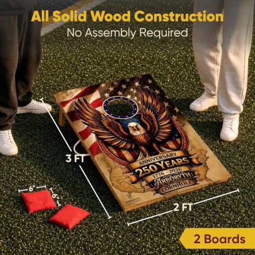 Image of Cornhole Board Set for Adults, Premium Wooden Bean Bag Toss Game with 8 All-Weather Bean Bags, Integrated Bean Bag Storage, Foldable Legs Outdoor Game