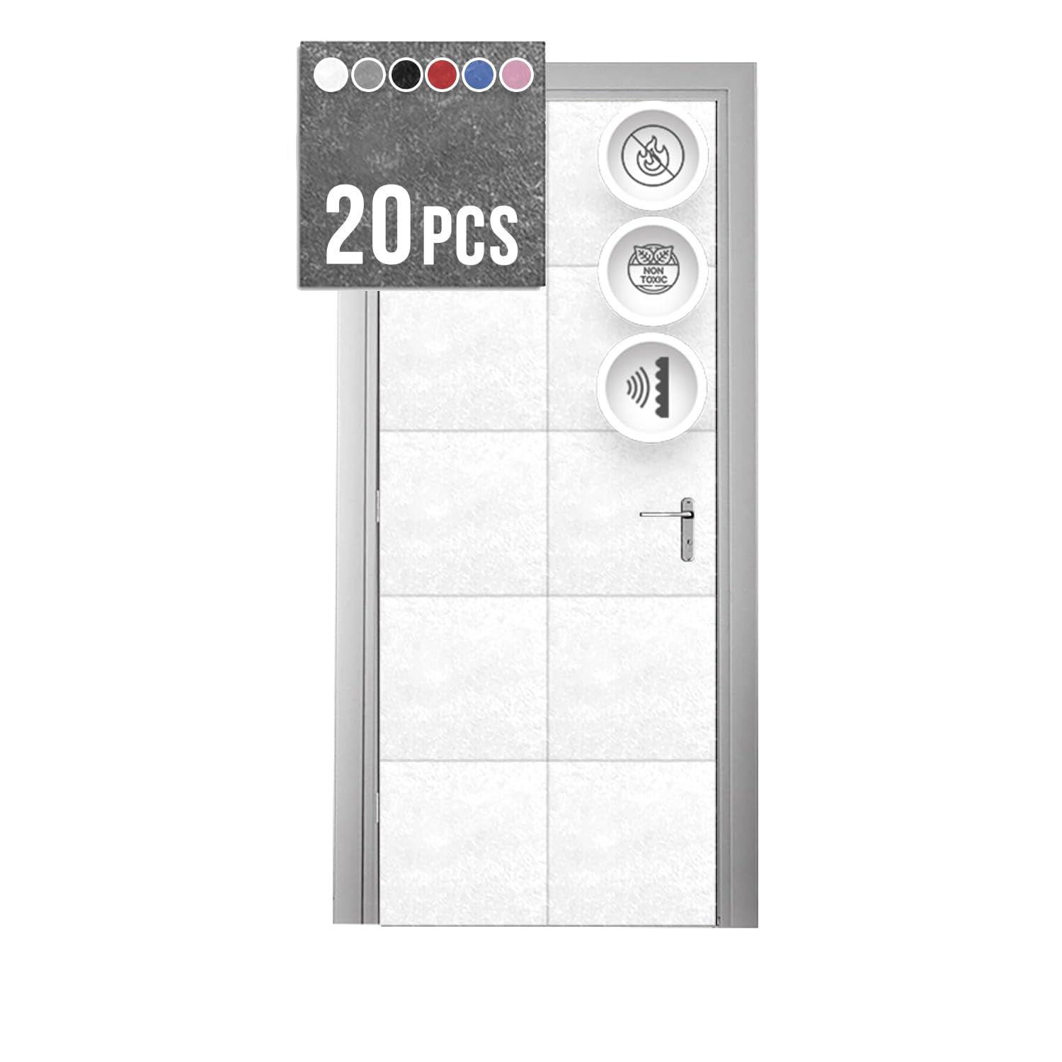 ArrowzoomWhite Single Side - 20 Pieces Acoustic Insulation Soundproofing Panels 12 x 12in for Door Kit Installation Recording Studio Podcast Live House Bars Sound Absorbing Tiles Man Cave AZ1184