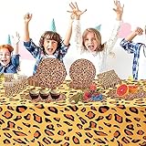 16 Stück 17,8 cm Safari Leopard Tierdruck Dessert Pappteller Einwegteller Zoo Tierdruck Party Pappteller Leopard Texture Theme Paper Plates für Babyparty Leoparden-Themen-Geburtstagsfeiern Dekoration