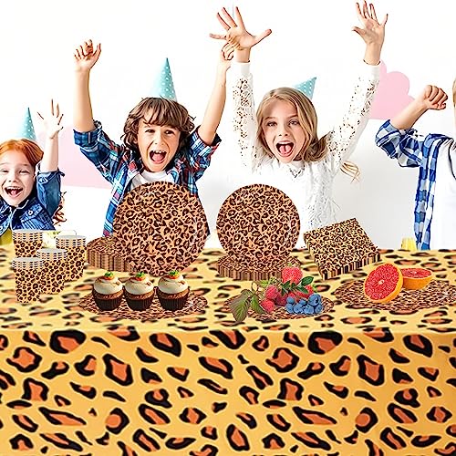 16 Stück 17,8 cm Safari Leopard Tierdruck Dessert Pappteller Einwegteller Zoo Tierdruck Party Pappteller Leopard Texture Theme Paper Plates für Babyparty Leoparden-Themen-Geburtstagsfeiern Dekoration