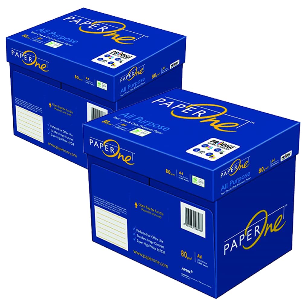 Paperone All Purpose carta Premium A4 21x29,7cm per ufficio, stampa e fotocopie - Formato A4-80 gr, Confezione da 10 risme da 500 Fogli PAPER ONE (2 Conf. - 10 Risme)