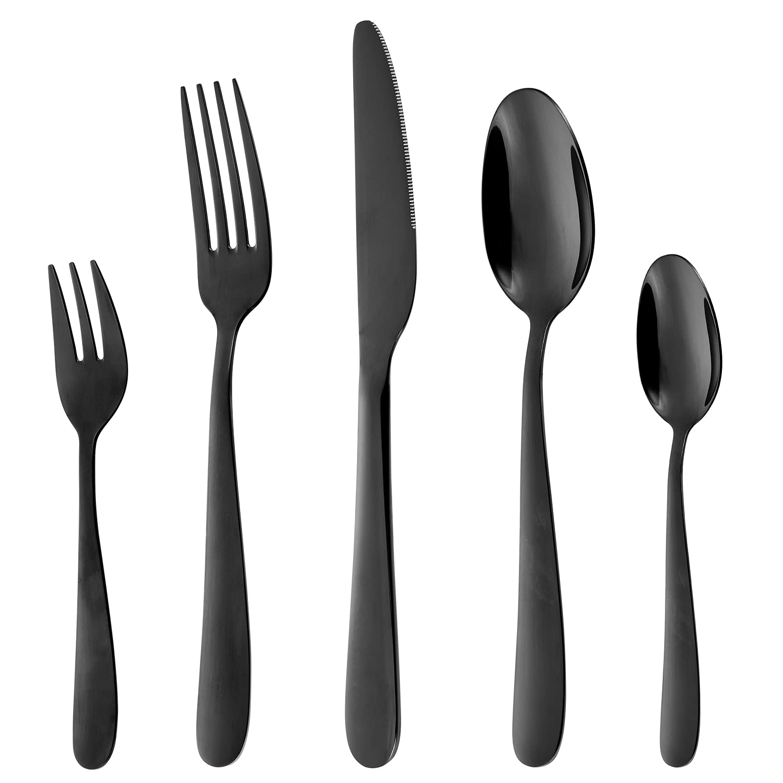 Besteck Set Schwarz 12 Personen, 60-Teiliges Edelstahl Besteckset mit Steakmesser, Elegantes Essbesteck mit Messer Gabel Löffel, Tafelbesteck für Küche/Restaurant