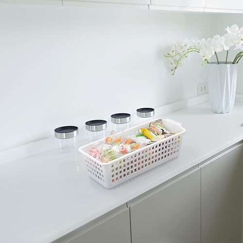 Miniatura 6 de Kiddream Paquete de 6 cestas de almacenamiento pequeñas, cestas de plástico delgadas, 11.57 x 5 x 3.42 pulgadas