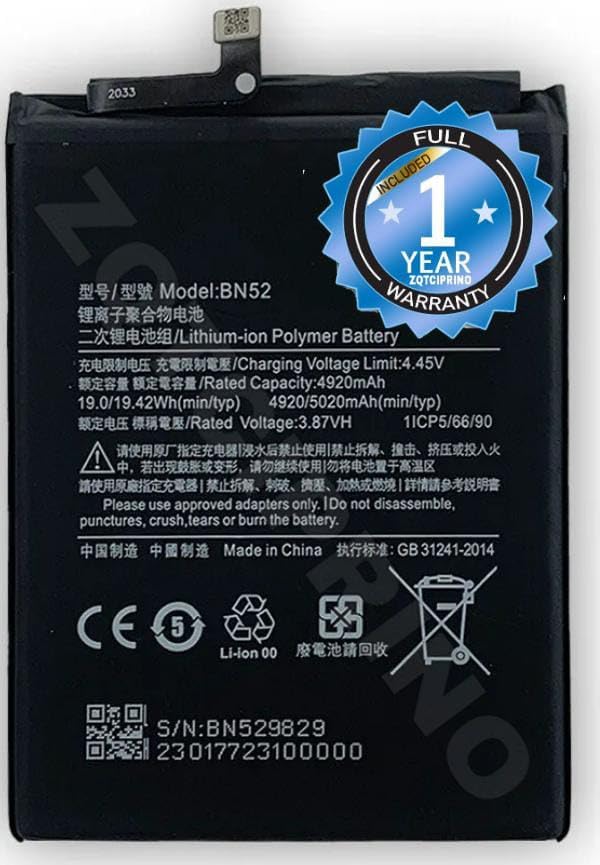 Image of Original BN52 Battery for Redmi Note 9 pro M2003J6B2G / M2003JA6A11 / M2003J6A1G Battery with 1 Year Warranty*** (B212)