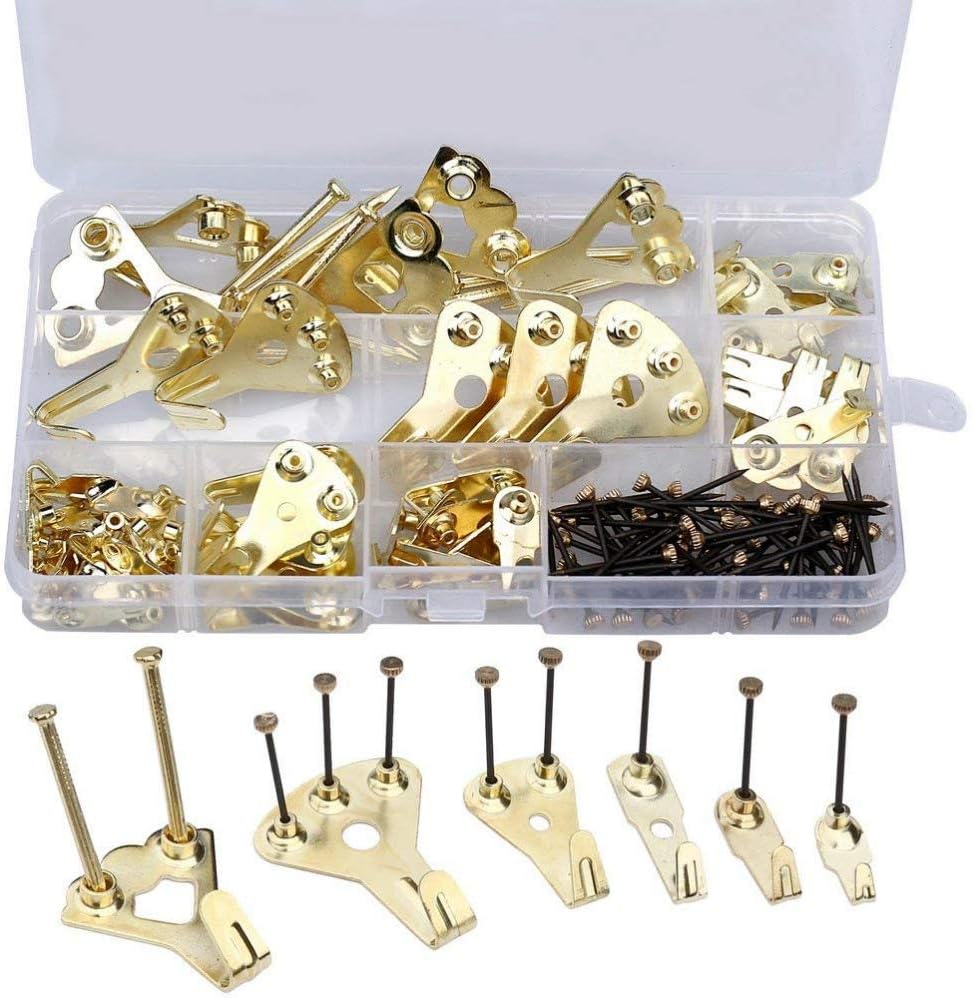 Supkeyer130pcs Picture Hooks, Heavy Duty Picture Mirror Hangers Hooks, Picture Frame Wall Hangers Kits with Nails, Holds 10-100 lbs for Wood or Wall Mounting