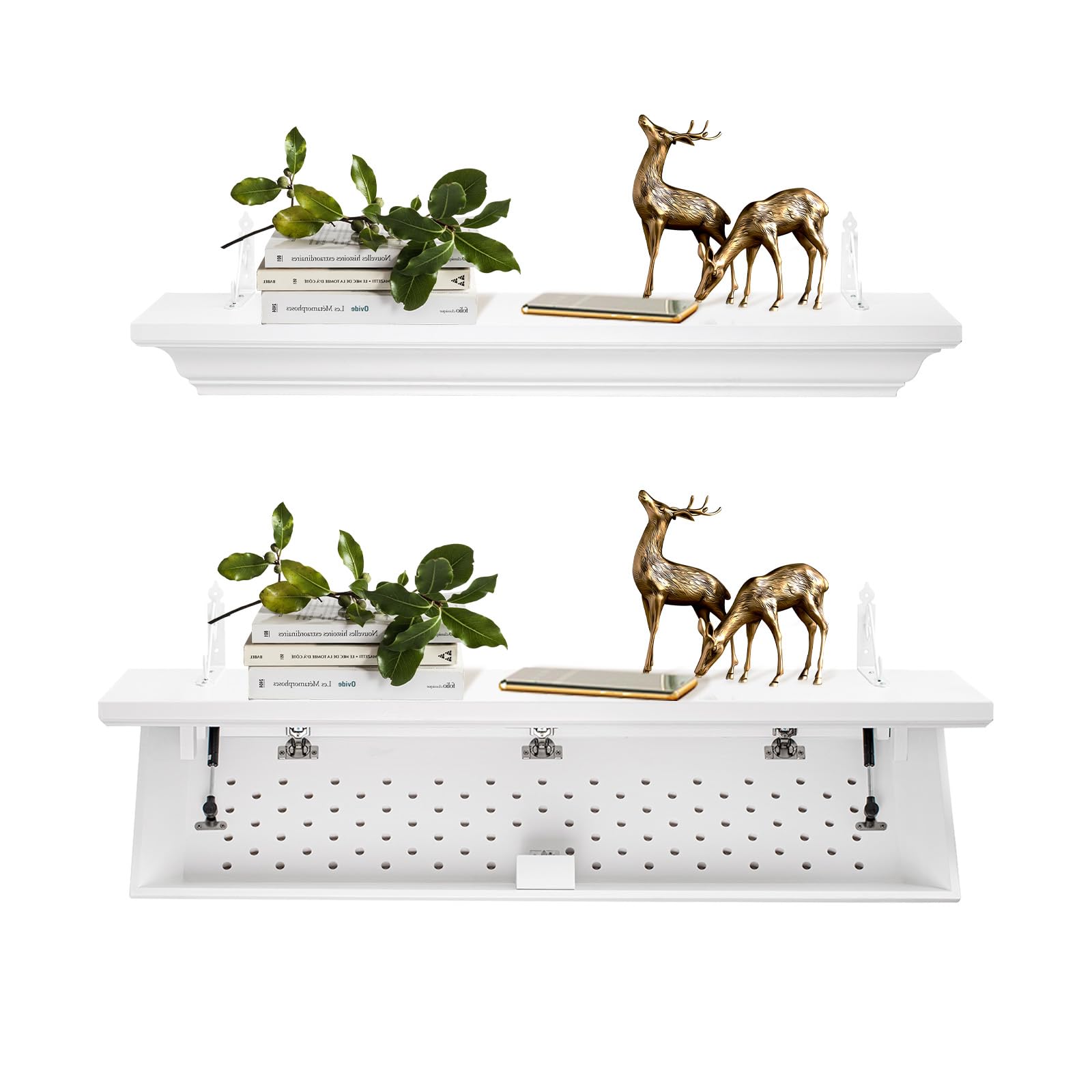 Securaiser Concealment Shelf, 46 Inch Floating Wood Shelf with RFID