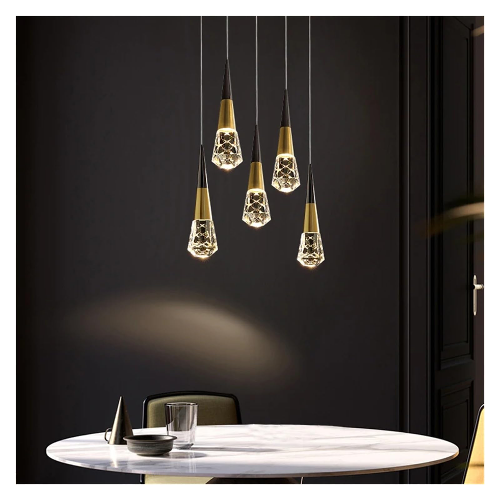 Lustre en cristal moderne et lampe suspendue LED pour salon
