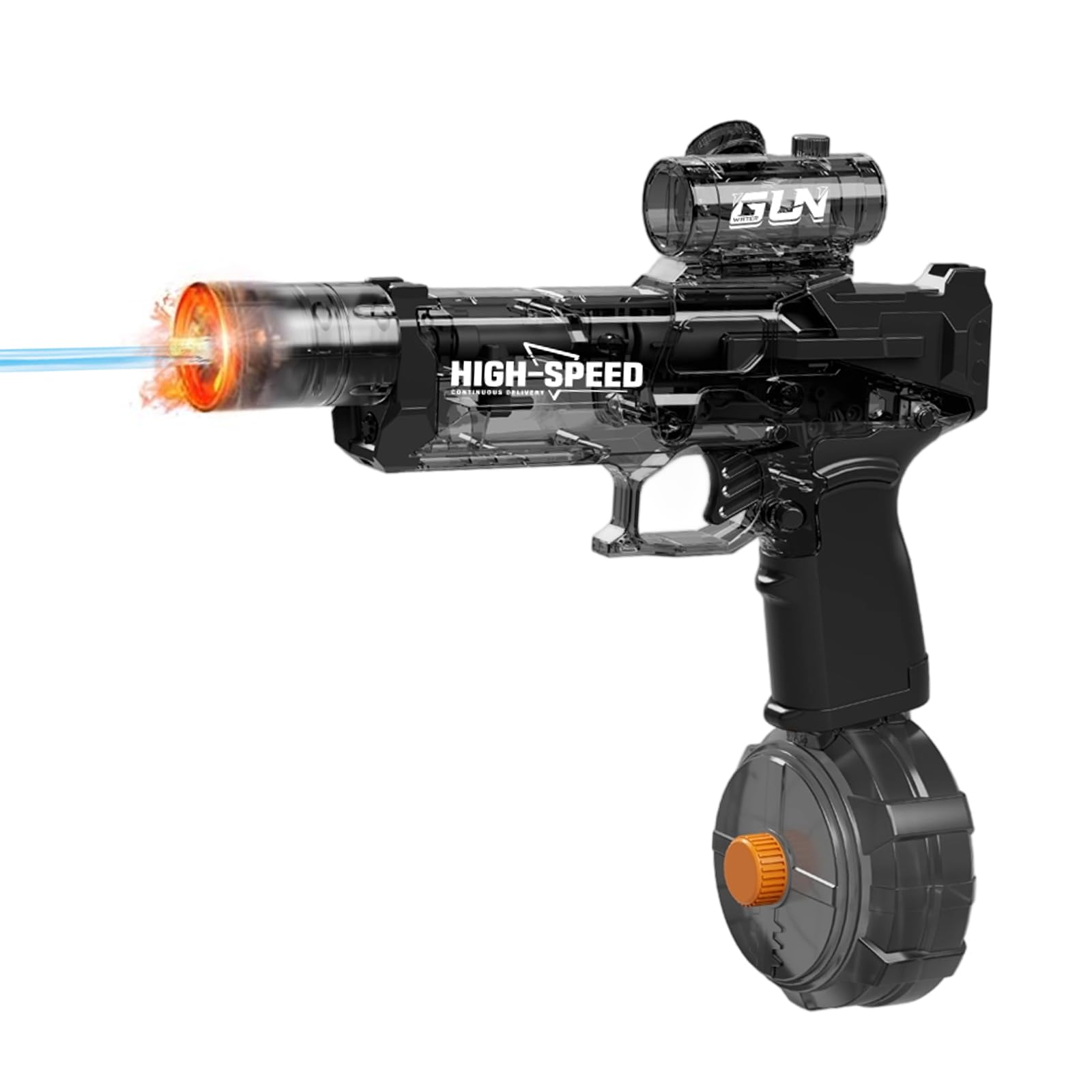 2025 New Electric Water Gun with Realistic Flame Lighting Effects Rechargeable Automatic Water Pistol Summer Pool Beach Toys Party Gift for Boys Girls Kids