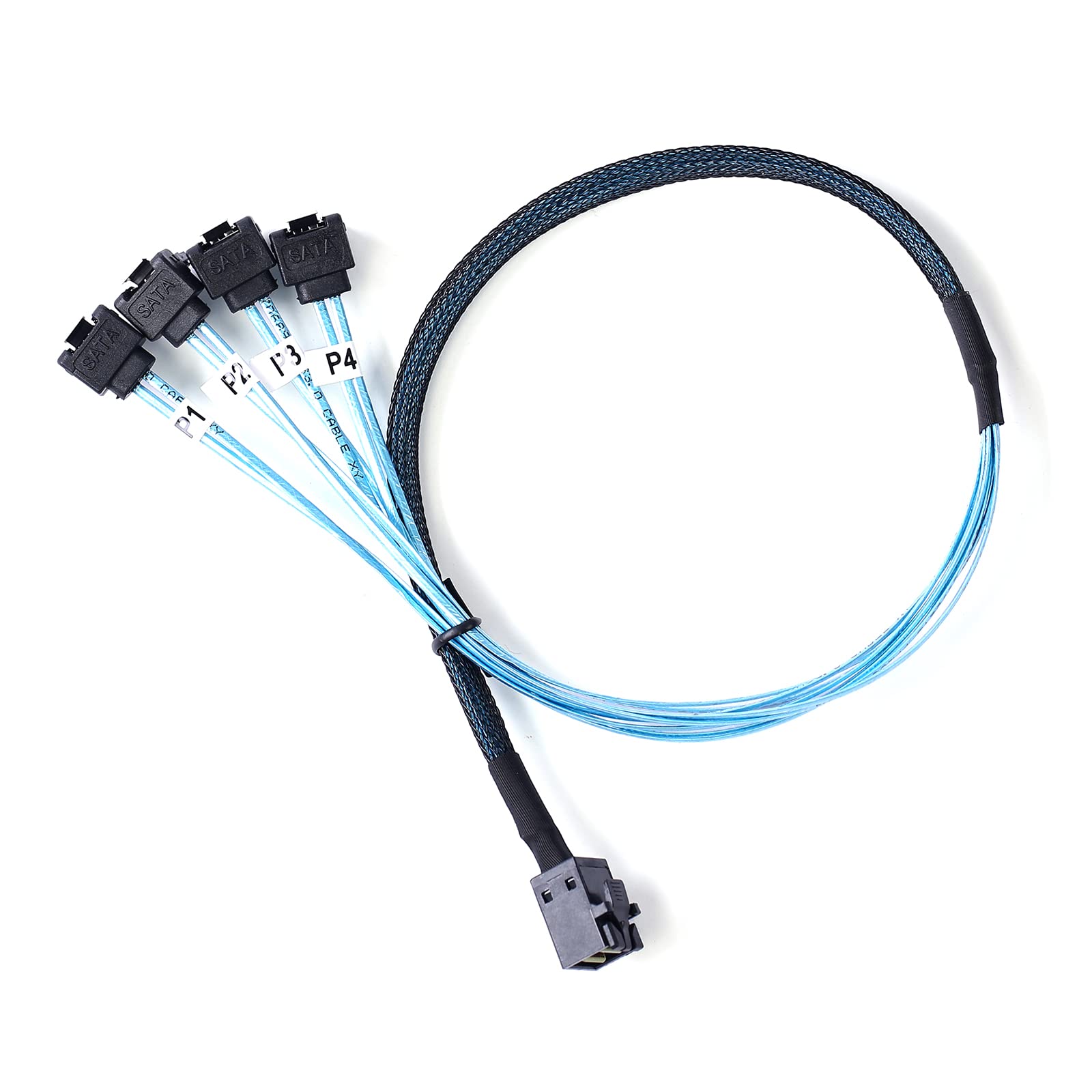 ADCAUDX SFF-8643 auf SATA: 0,5 m Mini-SAS auf SATA, 90 Grad rechtwinkliges Vorwärts-Breakout-Kabel, Mini-SAS-HD-SFF-8643-Controller auf Festplatte (1,6 Fuß)