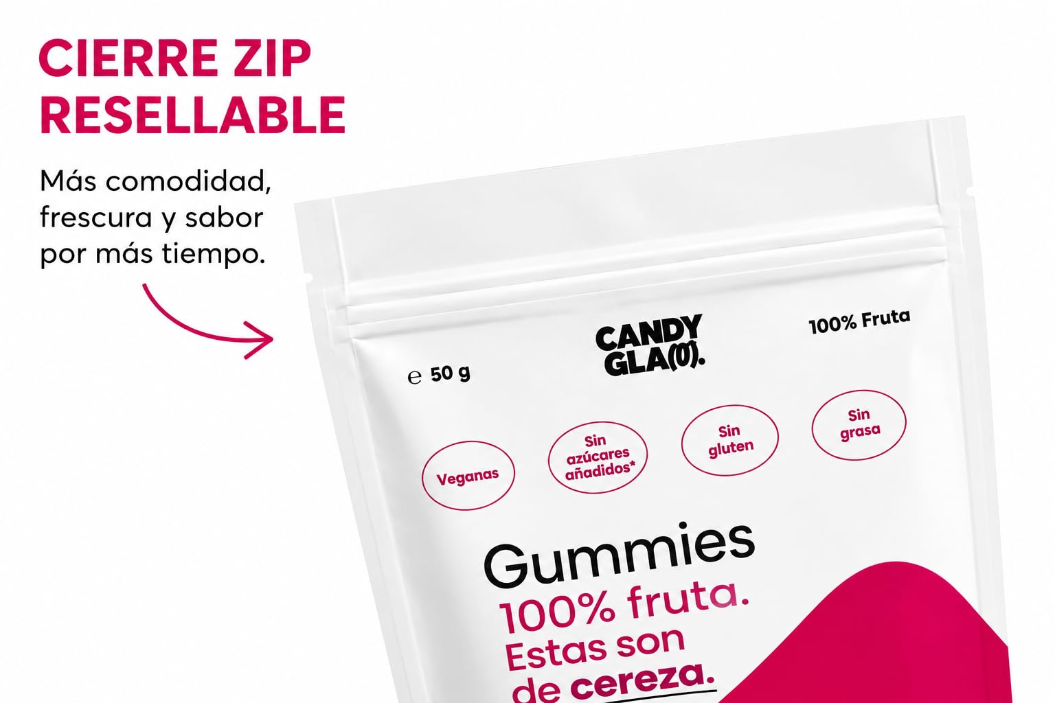Candy Glam Pack Mixto de Gummies 14 Bolsas 7 Cereza + 7 Frutas del Bosque Veganas Sin Gluten Sin Azúcares Añadidos Snacks de Fruta Sabores Surtidos para Niños y Adultos