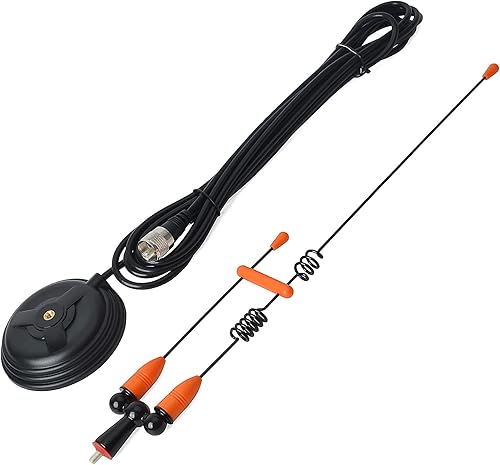 Vista 7 de UAYESOK Antena móvil de montaje magnético resistente Antena móvil de doble banda 6.6 ft 27.6 in VHF/UHF Mag Base Antena PL-259 Enchufe para Vehículo