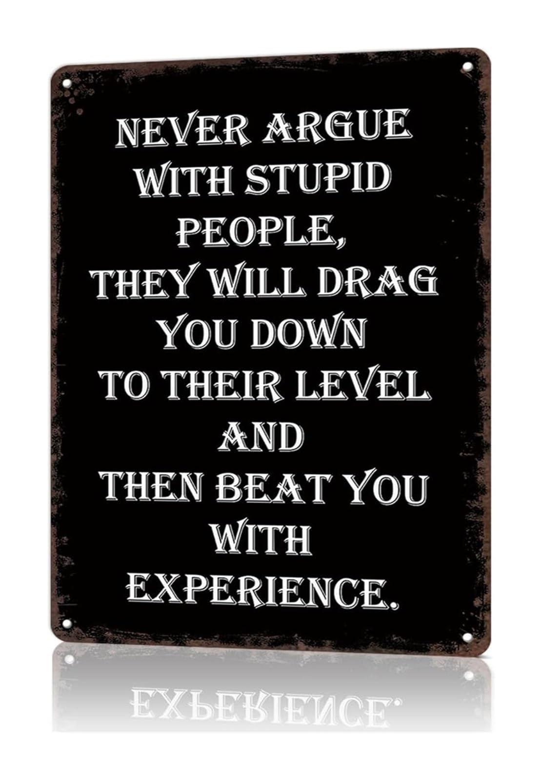 ICYJRFHLTF Vintage Metal Sign Never Argue With Stupid People Funny Quote Tin Wall-Art for Office Desk Man Cave Garage (8 X 12 in)