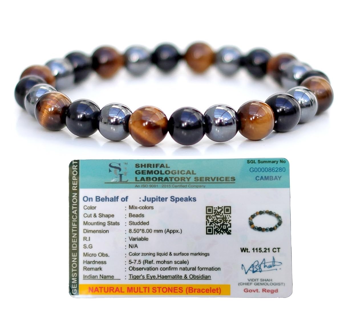 Jupiter Speaks Triple Protection Bracelet Lab Certified Tiger Eye Stone Black Obsidian Hematite Crystal 8MM Beads For Men And Women (B0C7PDL1S5) Amazon Price History, Amazon Price Tracker