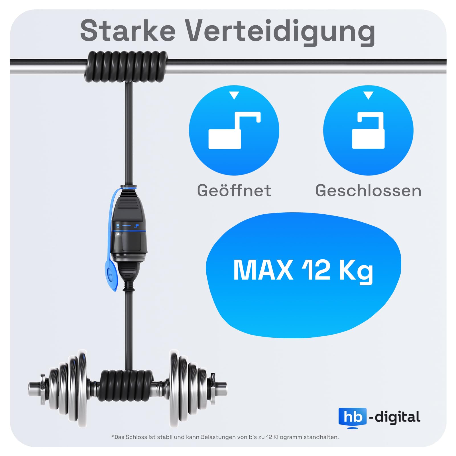 hb-digital Cable alargador de 3 m con sistema de bloqueo, enchufe acodado a conector hembra bloqueable, 12 kg, conexión de fuerza de tracción, ahorra espacio, naranja-negro