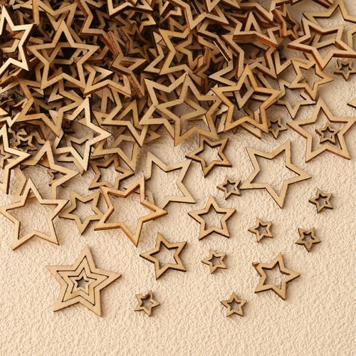 HERZWILD 300pcs Holzsterne zum Basteln Streudeko Weihnachten Sterne...