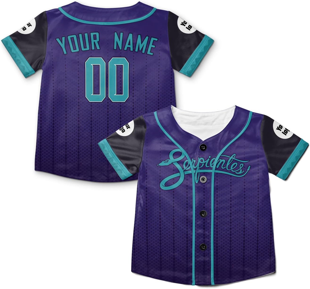 Custom Baseball Jersey with Serpientes Printing for Men, Women, Youth, Toddlers & Infants - Add Your Name & Number - Piping & No Piping Options Purple