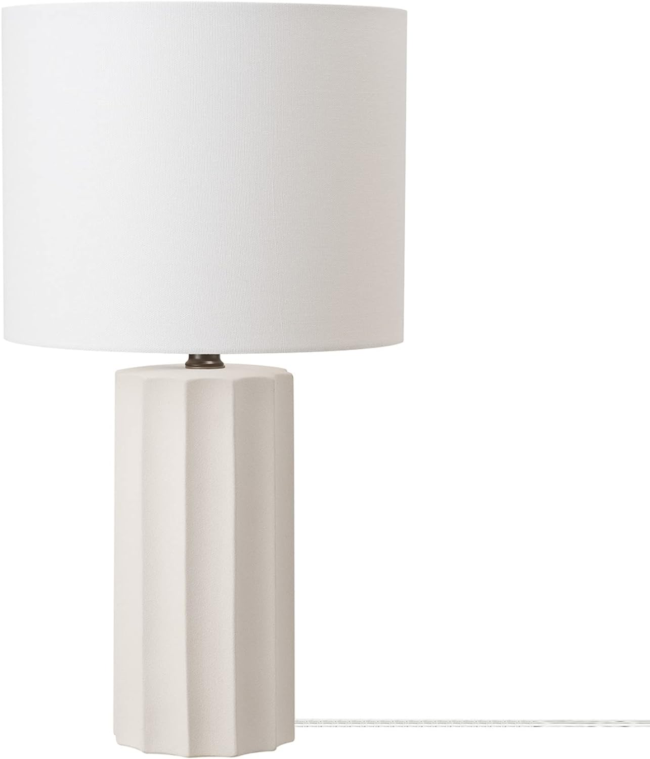 GLOBE Electric 65922 20" Table Lamp, Ribbed Concrete Finish, White Linen Shade White, Doris