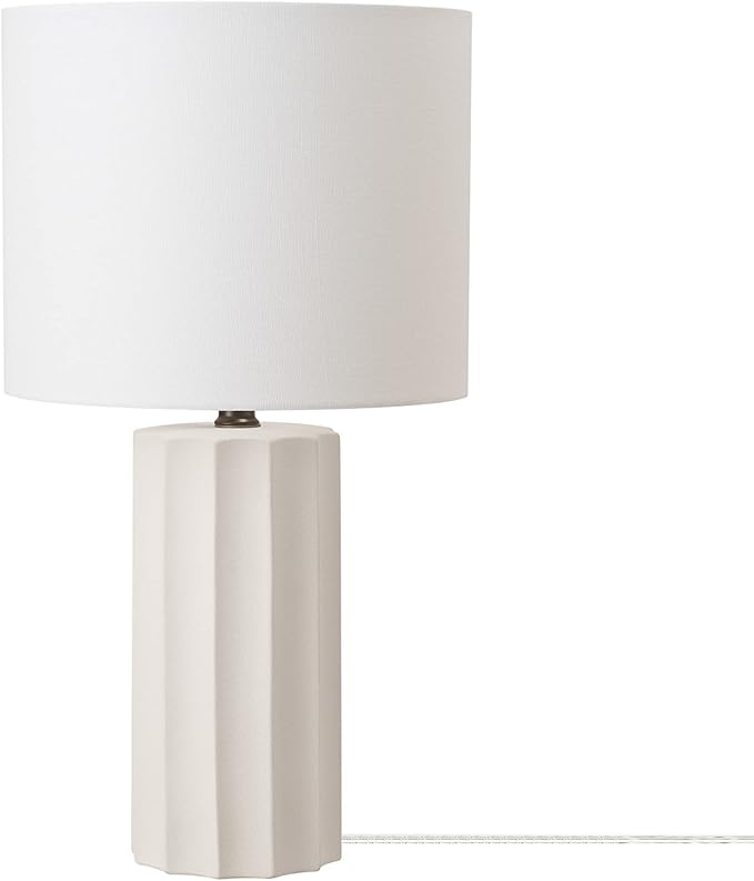 GLOBE GLOBE Electric 65922 20" Table Lamp, Ribbed Concrete Finish, White Linen Shade