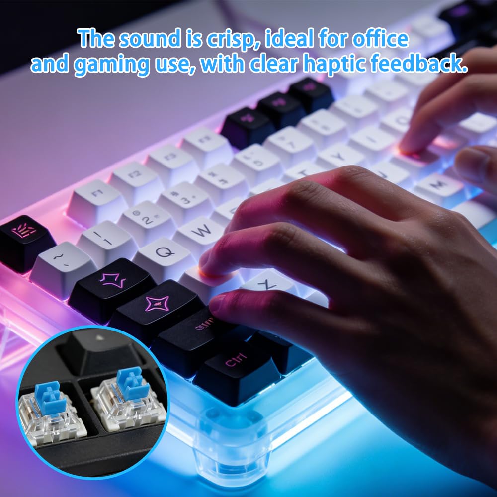 90 Pcs Blue Keyboard Switches with Switch Puller,3-PIN Blue Keyboard Clicker Replacement Dustproof Mechanical Keyboards Switches for Complete DIY Replacement Kit