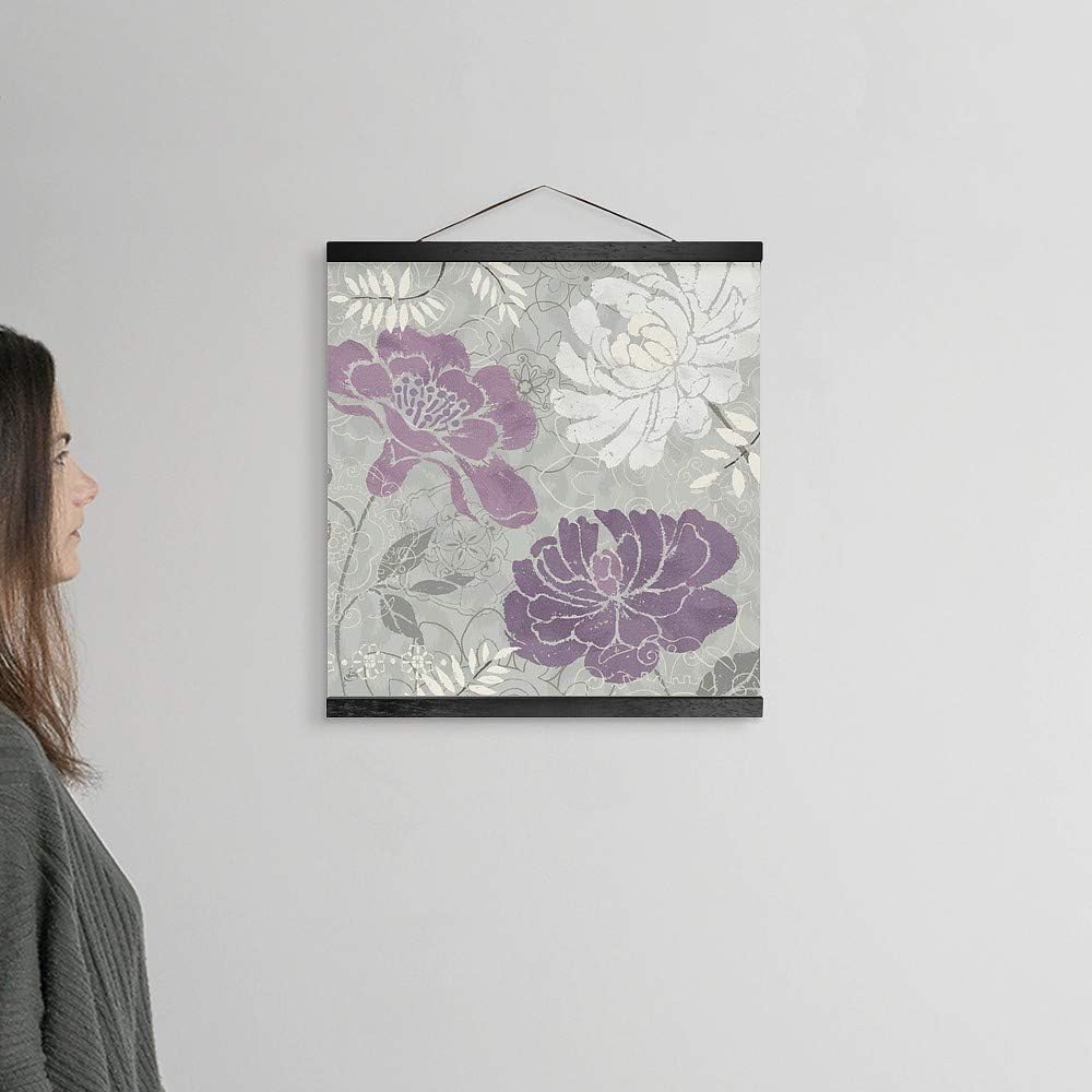 Morning Tones Purple I Hanging Poster Canvas Print Ready to Hang, Floral Wall Decor, 16"x16"
