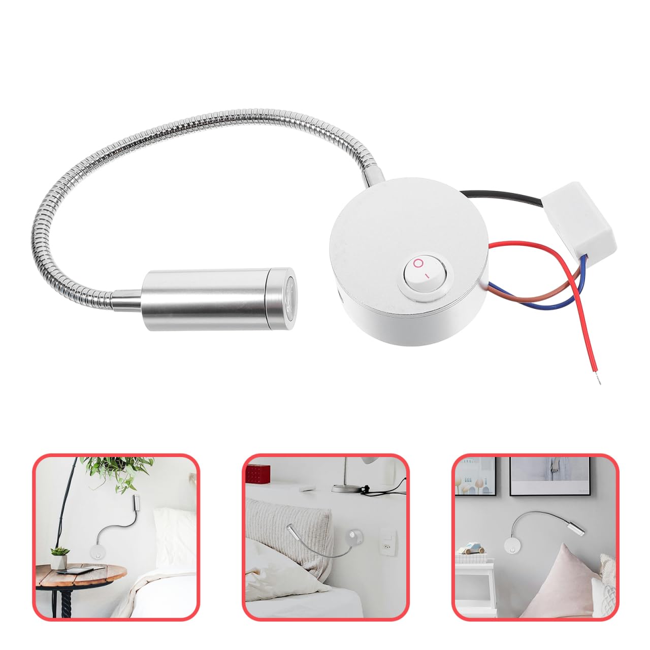 Lámpara LED de Lectura 3W - Aplique de Pared con Brazo Flexible 360° y Cuello de Cisne - Luz Cálida con Interruptor para Cabecero de Cama, Dormitorio o Estudio - Aluminio Moderno