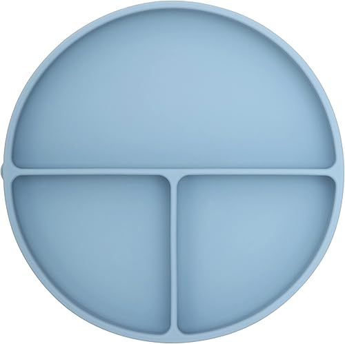 dollop Placa de succión de silicona, sin BPA, apta para lavavajillas y microondas (azul pizarra)