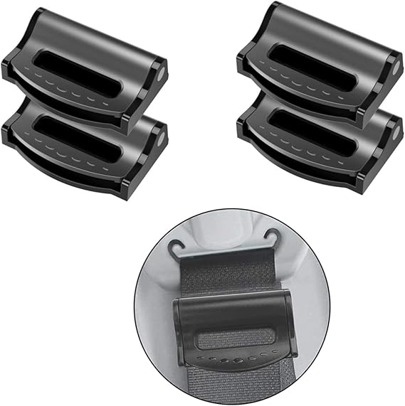 Car Seat Belt Adjuster, 4 PCS Car Seat Belt Locking Clips, Seatbelt