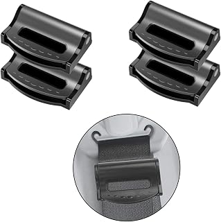 Car Seat Belt Adjuster, 4 PCS Car Seat Belt Locking Clips, Seatbelt Shoulder Neck Comfort Adjuster Clips, Universal Vehicle Seat Belt Clips (Black)