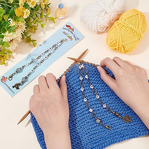 NBEADS 2 Pcs Knitting Row Counter Chains, Acrylic Number Beaded Stitch Marker for Knitting Crochet Tracking Project Progress - Image 3