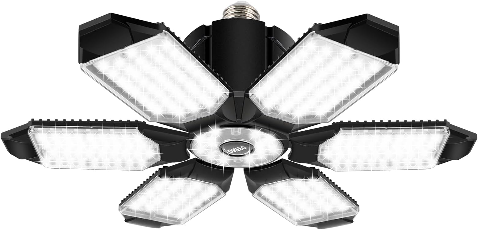 150W LED Garage Light, 15000 Lumen Garage LED Ceiling Lights with 4+1 Adjustable Panels, E26/E27