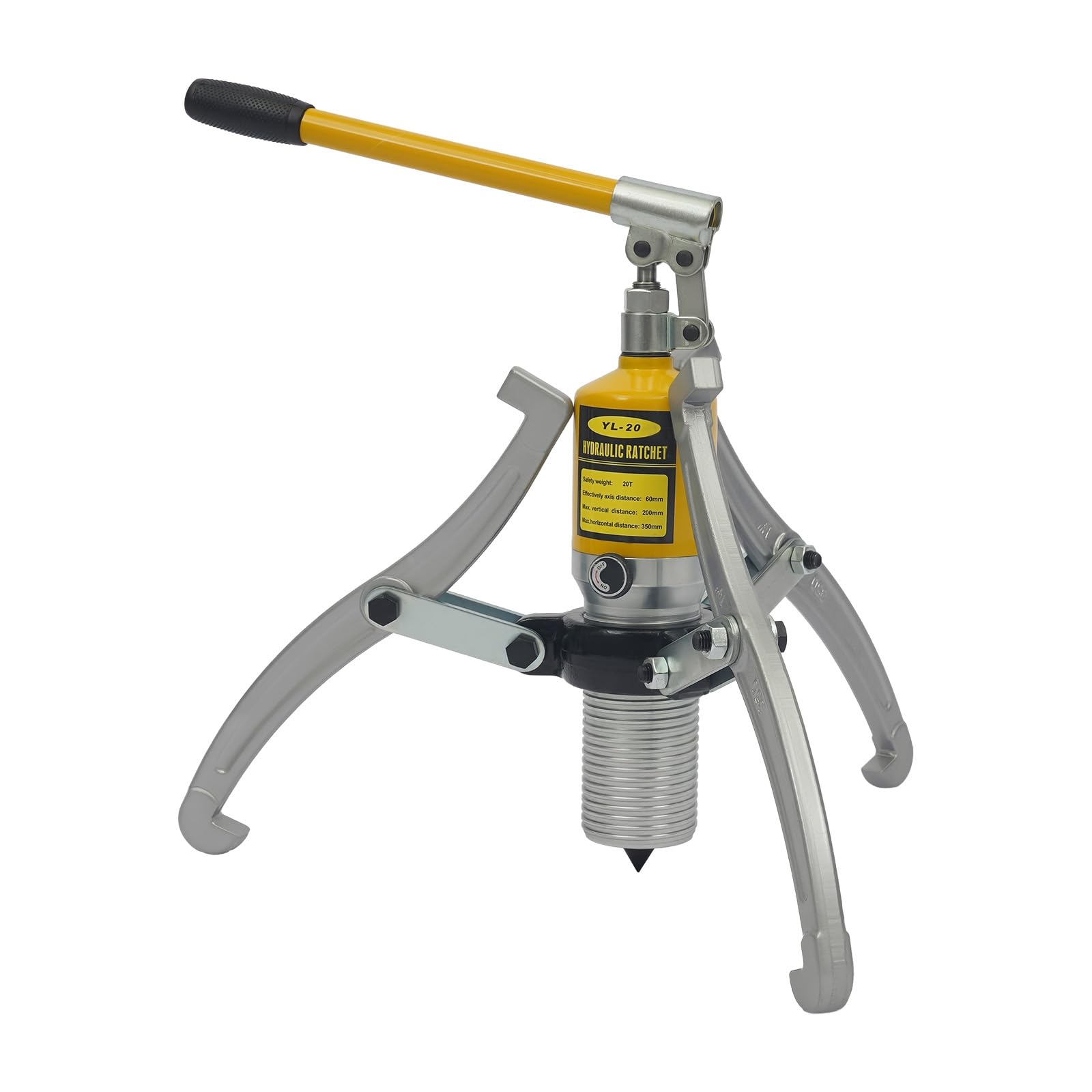 Extractor hidráulico manual de 3 mandíbulas de 20T | Elevación: 195 mm, mango giratorio 360°, acero 40Cr, extractor de poleas portátil para retirar ejes y engranajes